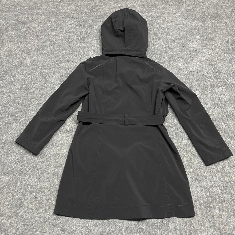 Columbia Coat Womens Medium Black Omni-Heat Trench Double Breasted Belted Hooded - Picture 10 of 16